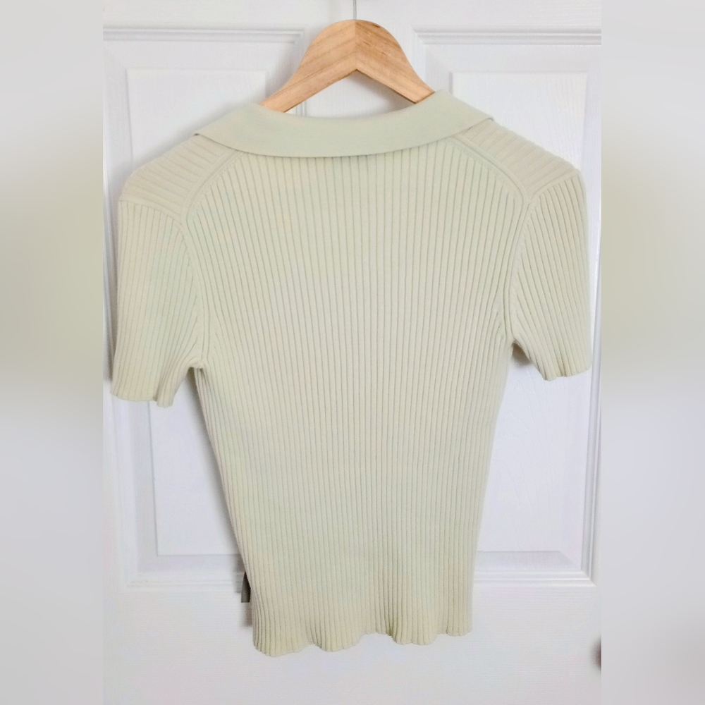 Calvin Klein Smooth Cotton Rib Sweater Polo in Aloe Wash Size Small - Picture 6 of 6